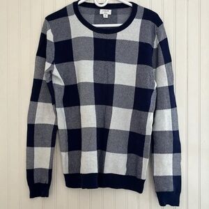 J. Crew Factory Teddie Navy and White Checkered Sweater size M